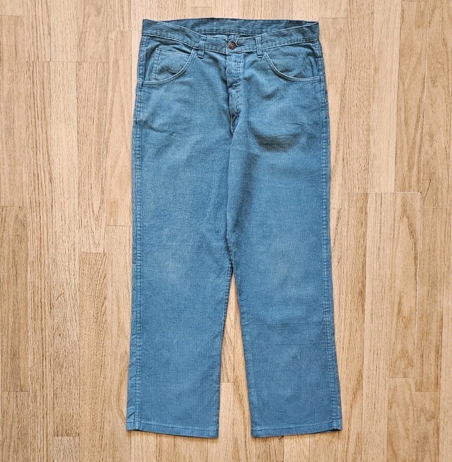 Green Corduroy Straight Fit Men's Trousers W34 L29