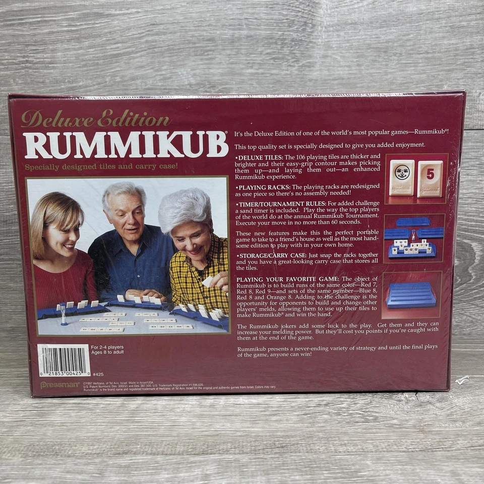 Vintage Rummikub Deluxe Edition Pressman Tile Board Game Sealed 2-4 Players 8+ - Image 3 of 4