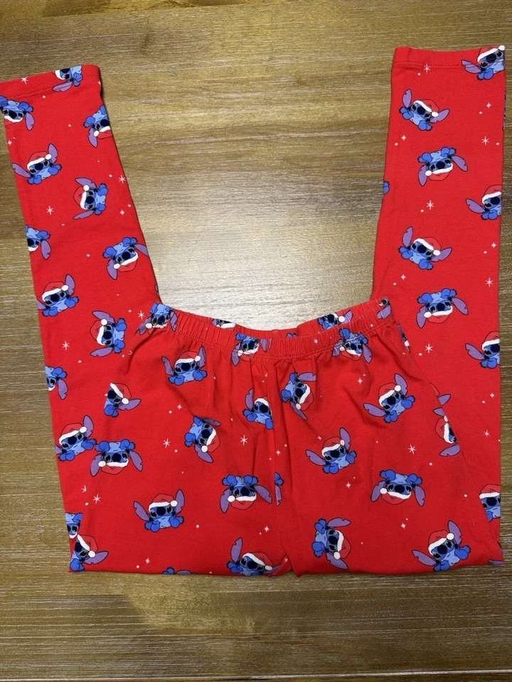 Новые без ценников праздничные леггинсы Zara Kids Disney Stitch 9/10 красный рождественский Санта - Изображение 4 из 4