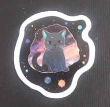 Beautiful Galaxy Night Sky Kitty Cat Sticker 1.58" N