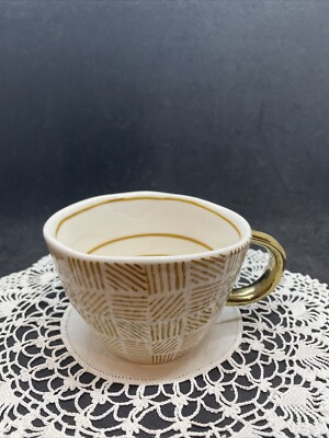 Gold Colored World Market Plaid and Swirl Design Abstract Coffee Mug | eBay