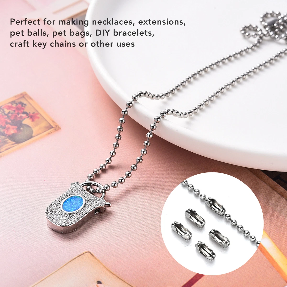Stainless steel ball chain best sale keychains