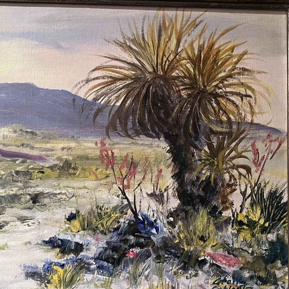 Pintura a óleo original de George William Coblentz paisagem do deserto emoldurada assinada - Imagem 4 de 4