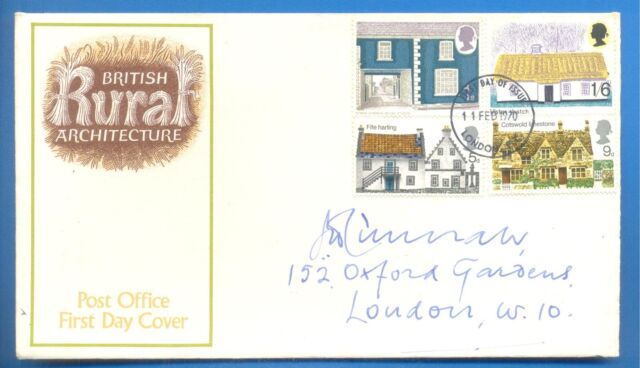 BRITISH RURAL ARCHITECTURE.GREAT BRITAIN FIRST DAY COVER 11 FEBRUARY 1970