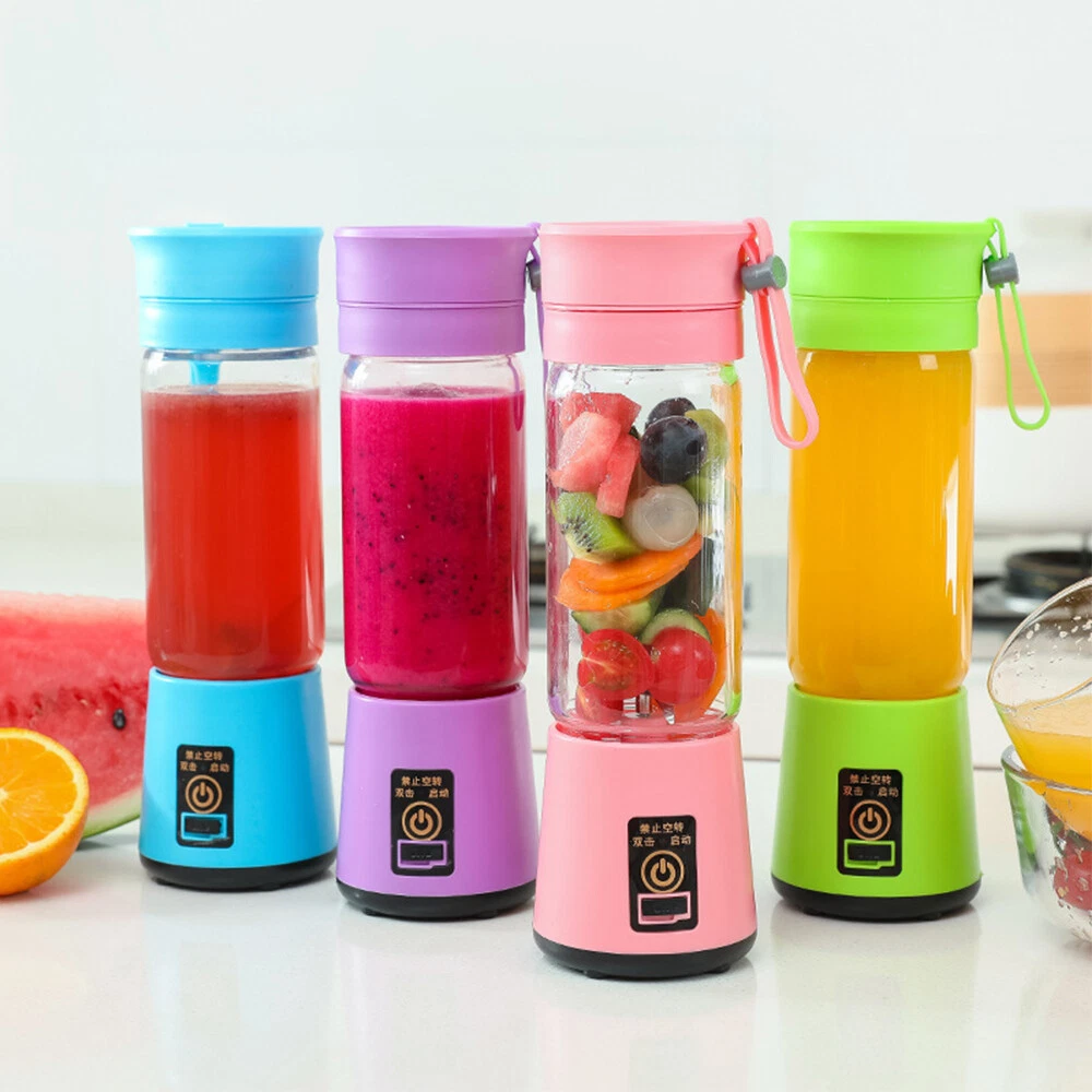 Mini USB Electric Portable Fruit Juicer Mixer Bottle 2 Vane 380ml