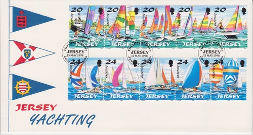 Unaddressed Jersey FDC First Day Cover 1998 Yachting Set