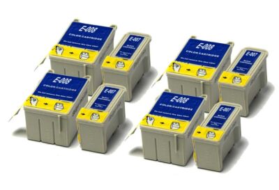 4x Schwarz & 4x Farbkompatible (kein OEM) Tintenpatronen als Ersatz für T007 & T008
