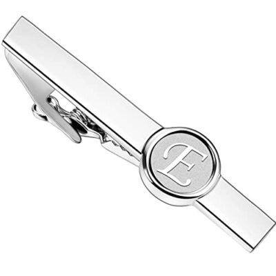  26 Letters Tie Clip and Cufflinks for Men, Initial Tie Bar & Cuff E (tie clip)