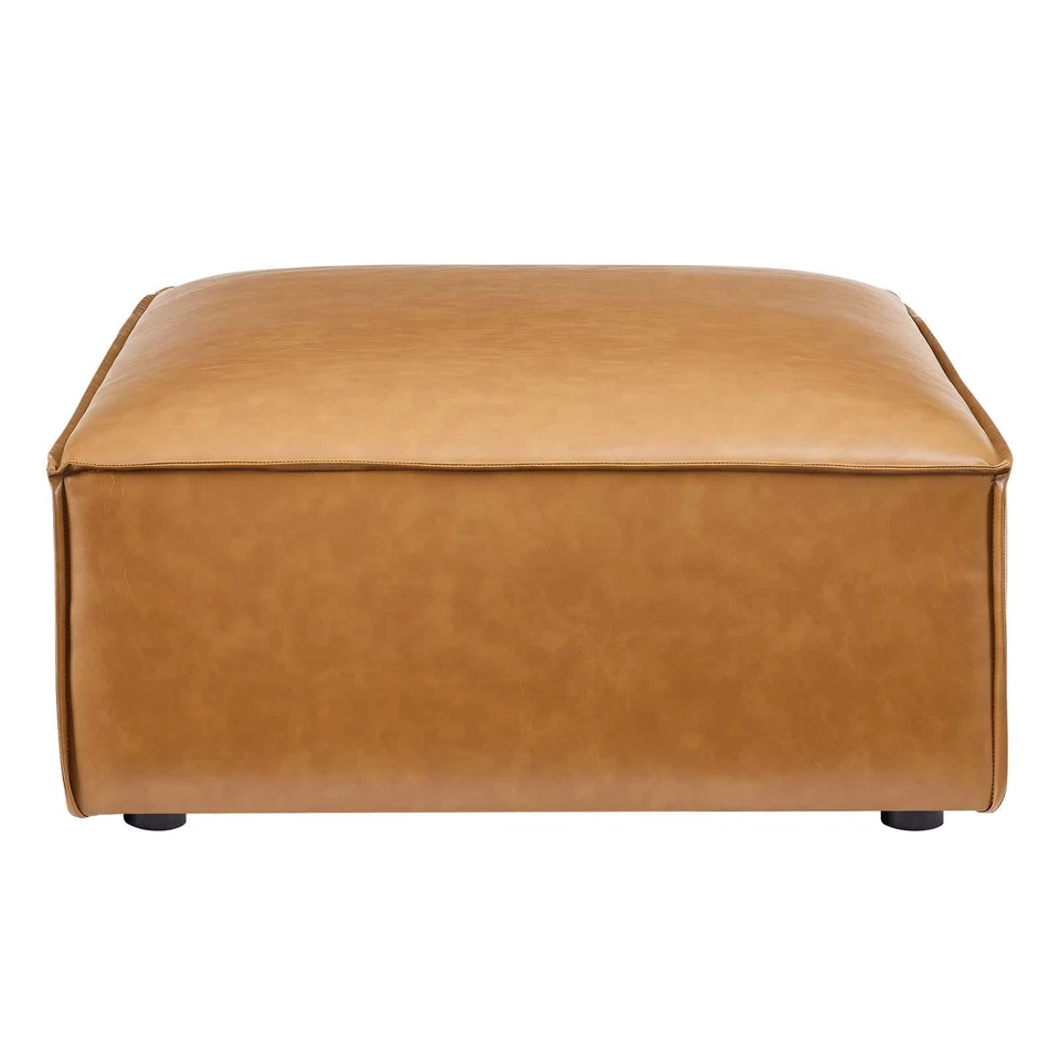 Modway Restore Vegan Leather Sectional Sofa Ottoman in Tan - Image 3 of 4