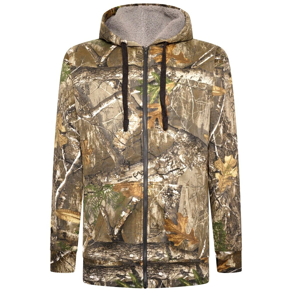 FORGE FISHING REAL TREE CAMOUFLAGE SHERPA LINED FLEECE HOODY 2XL to 8XL