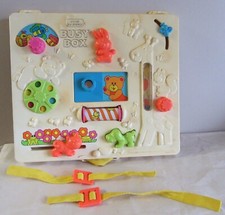 1970s The Original Busy Box Crib Toy in Original Box Baby Child Guidance 14x12"