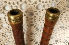 Antique Sewing Spindles Spools Bobbins Industrial Textile Mill Wood Brass Set 2