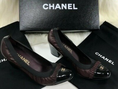 シャネル Beautiful Designer CHANEL Ladies Burgundy Leather Pump Shoes Size