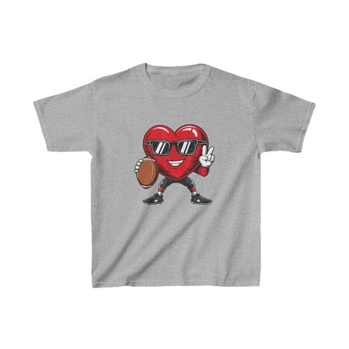 Youth Size Shirt Valentine's Day Heart Playing Football Boys Girls Kids T-Shirt - 第 9/20 張圖片