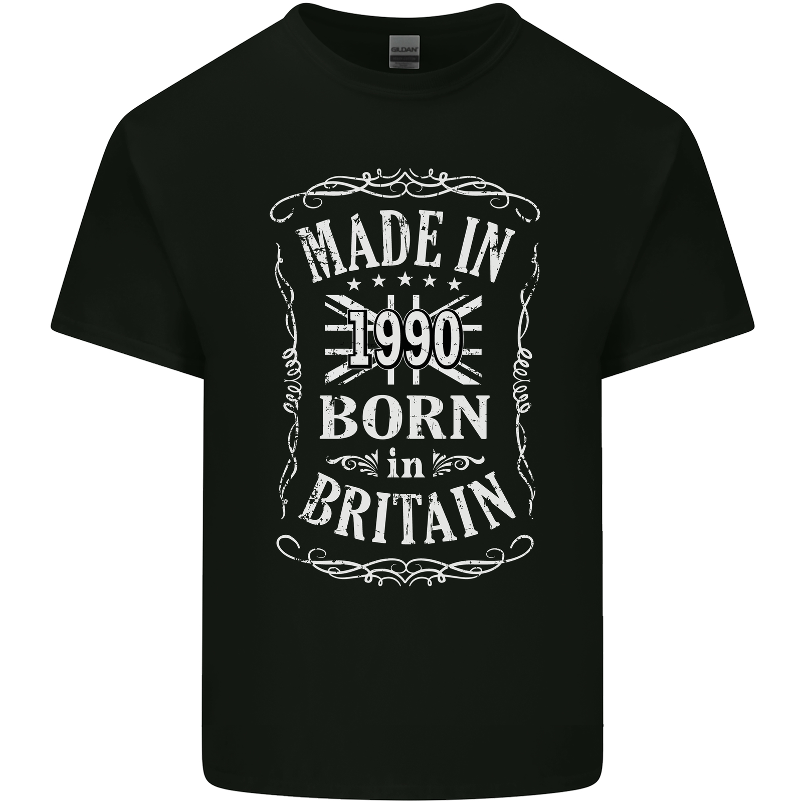 Born In Britain 33rd Birthday Made 1990 Mens Cotton T-Shirt Tee Top