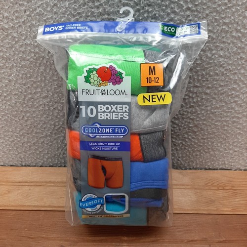Fruit Of The Loom Underwear Boys Medium Multicolor Boxer Briefs Coolzone Fly New