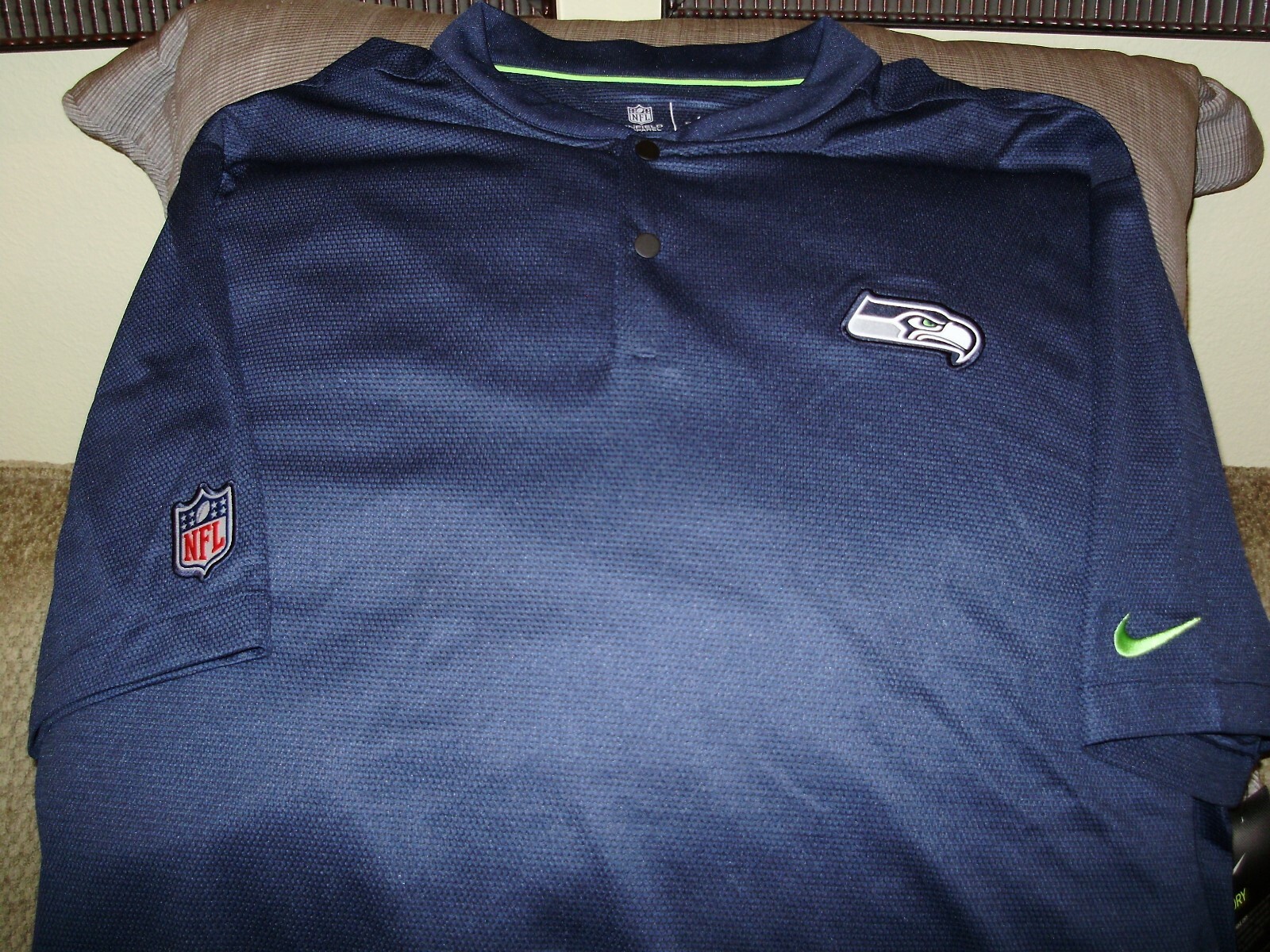 NFL Seattle Seahawks NIKE Dri Fit Elite Coaches Blade Polo Golf Shirt Uomo XL