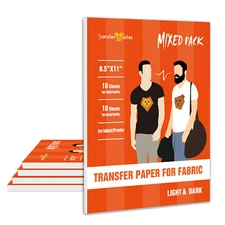 100 Sheets Bulk Printable Inkjet Iron-on Heat Transfer Paper DARK LIGHT Cotton