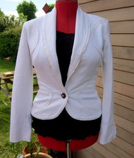 Just Cavalli White Designer Jacket Uk 12 Turtle Buttons