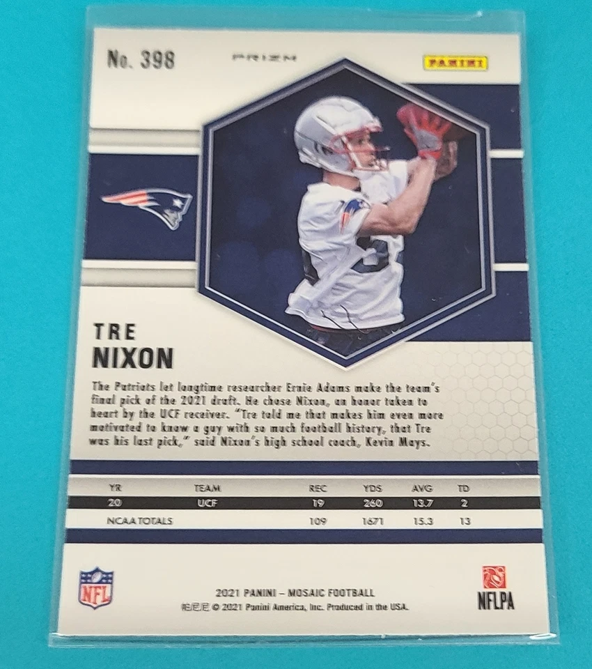 2021 Panini Mosaic Prizm Reactive Blue RC #398 Tre Nixon FOOTBALL Card 1D - Image 2 of 2