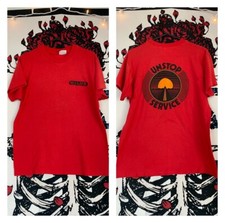 VTG 80's Milne Truck Lines Unstop Service Single Stitch Shirt USA Made Red Auto