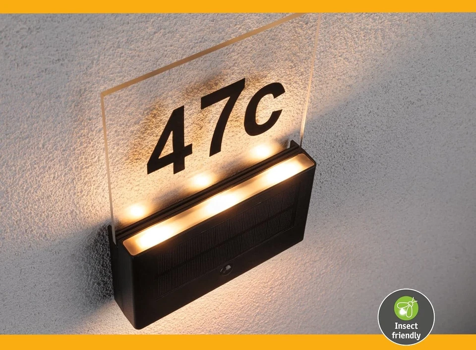 Paulmann LED Solar Hausnummer Neda Insekt mit Bewegungsmelder Modi Ip44 2200K - Bild 3 von 4