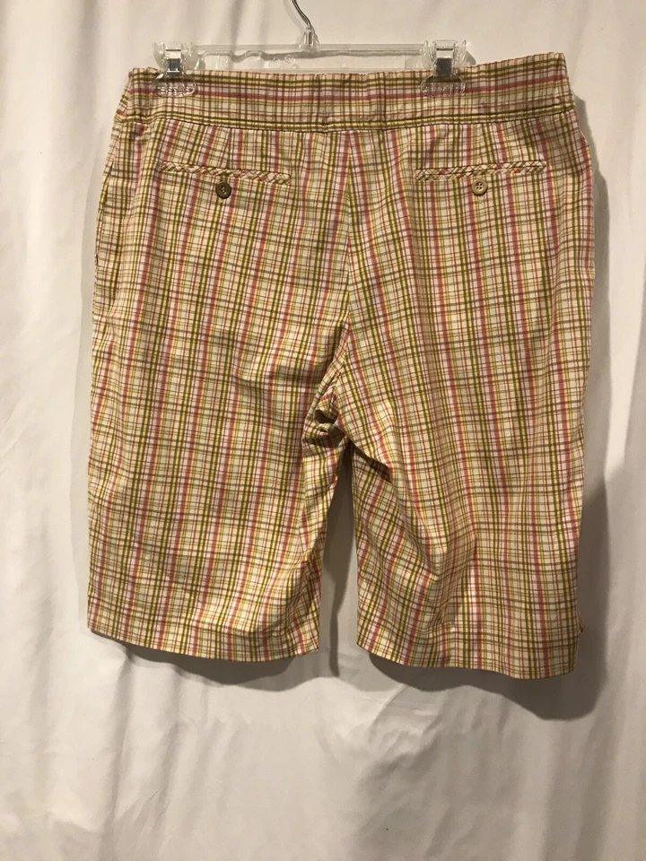 Bermudas deportivas para mujer Haley Golf amarillo rosa cuello a cuadros sin mangas (M) (12) Foto 4 de 4