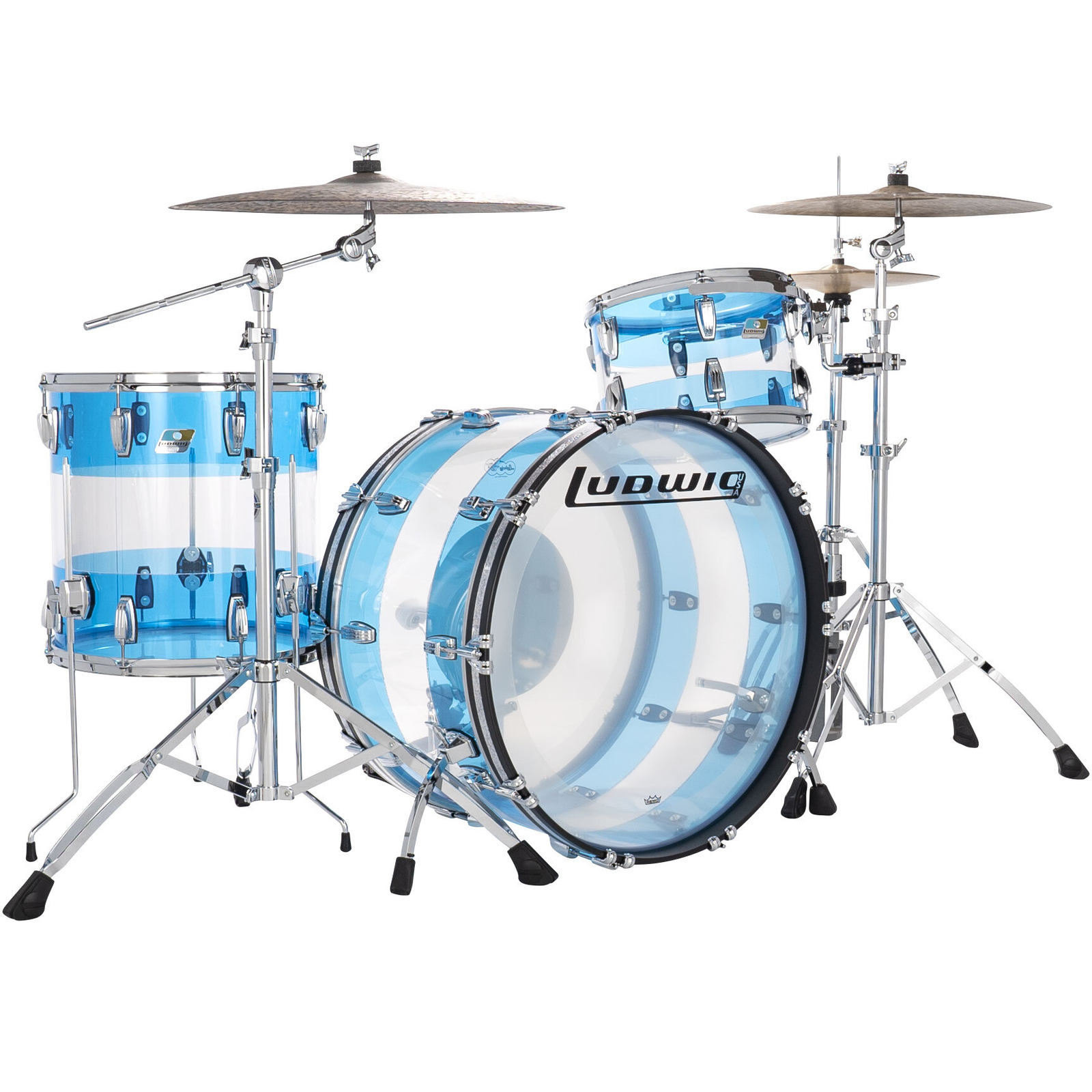 Набор ударных инструментов Schlagzeug Ludwig Vistalite 24 Blue/Clear/Blue Shell Set Барабанная установка NEU