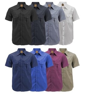 Men's Casual Western Pearl Snap Button Down Short Sleeve Cowboy Dress Shirt - Click1Get2 Offers