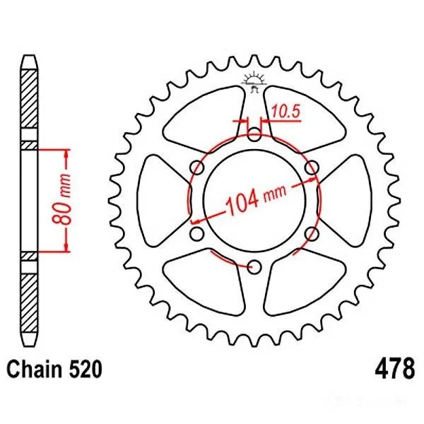 Kettenrad Stahl 46-ZäHne 520-Teilung FüR Kawasaki Z 750 J Bj. 2004-2006-image