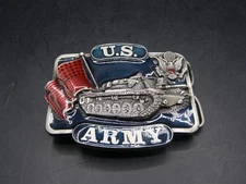 Vintage 1982 U.S Army Belt Buckle Bergamot Brass Works Tank Theme