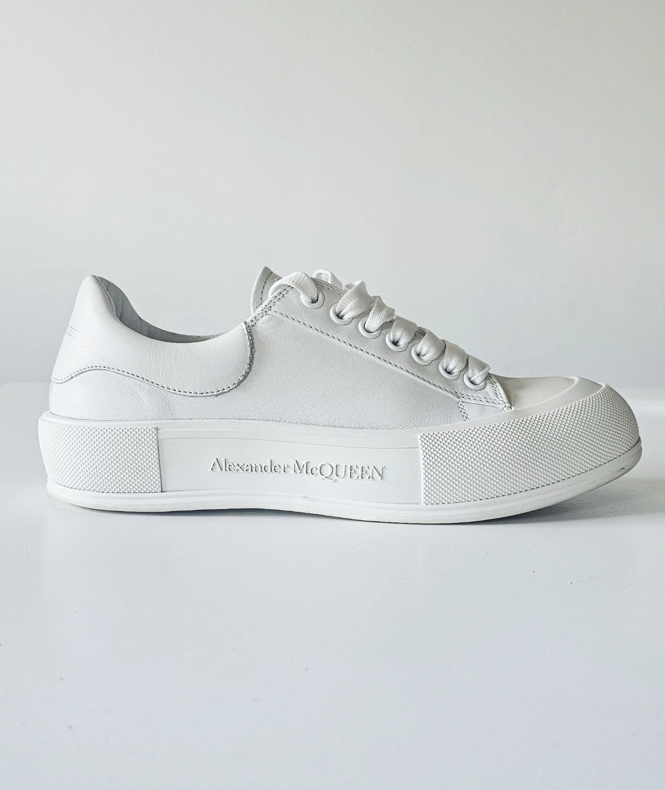 Alexander McQueen — ALEXANDER MCQUEEN  Nappa Joey  Leather  Plimsol  Sneakers  (Size: 42 UK: 8)