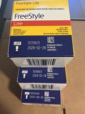 FreeStyle Lite Diabetic Test Strips, 250 total, Exp 6/30/27 , plus lancet box
