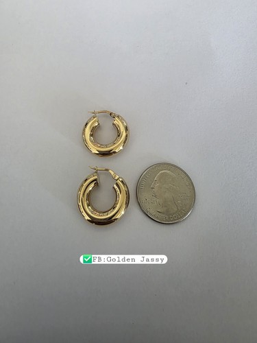 18K Real Gold Donut Earring 22mm - Picture 5 of 12