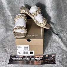 Dolce Vita 6 Ronin Braided Sandals Light Gold Stella Metallic Block Heel Slides