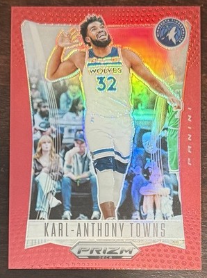 2023-24 Panini Prizm Deca Karl Anthony Towns Red Prizm 184/199