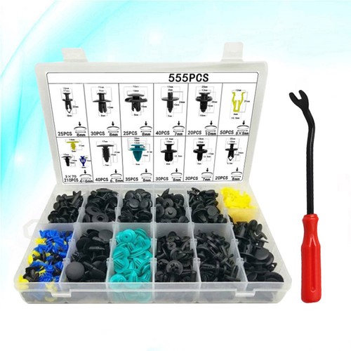 555Pcs Car Rivet Fastener Accessories Push Pin Trim Retainers with Screwdriver - Foto 11 di 11