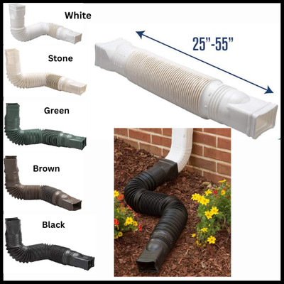 Flex-a-Spout Downspout Gutter Extension  Expandable, Flexible Rain pipe, 25''-55''