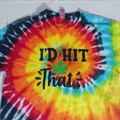 Multicolor Tie Dye T-shirt Adult Medium ''I'd Hit That'' Funny Cotton Unique New