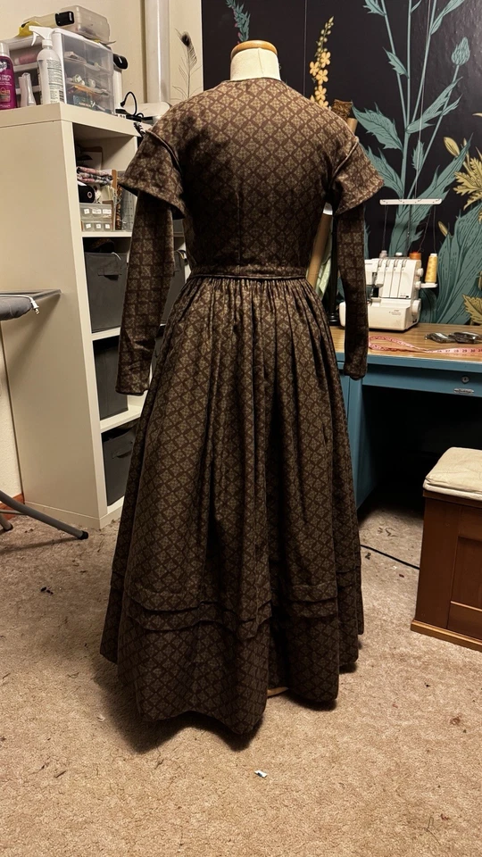 Викторианская Эмили Дикинсон 1840-1850-е Хлопковая Реконструкция Исторический Костюм S/M 6 - Изображение 2 из 4