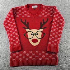 Tiara International Ugly Christmas Sweater Womens Medium Red Reindeer Holiday