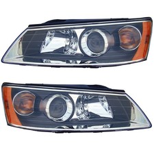 Headlights Front Lamps Pair Set for 06-08 Hyundai Sonata 2.4/3.3L Left & Right