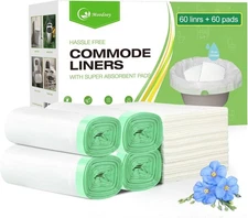 Commode Liners for Commode Liners with Absorbent Pads,60 Bedside Commode Line...