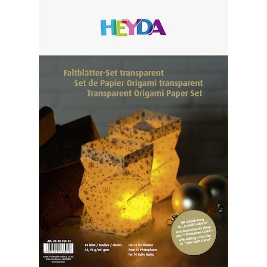 Heyda Tea Light Crystals Origami Paper Folding Set - A4 Transparent Gold Stars