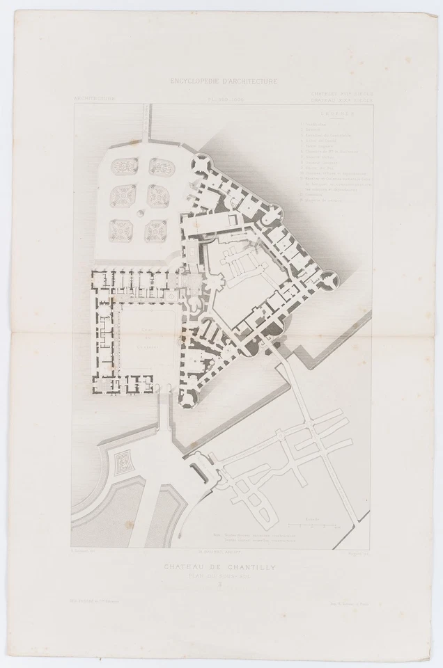 HUGUET (*1815) nach DAUMET (*1826), Grundriss, Chateau de Chantilly, Sst. - Bild 2 von 4