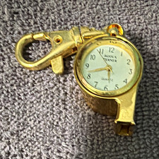 Bulova Women's Quartz Key Ring Watch Gold Polished Carabiner White Dial