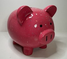 Salvadanaio in ceramica maculata rosa bersaglio spina mancante