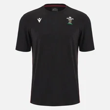 RUGBY WALES – SHIRT TRAVEL COTTONPOLY BLACK - MACRON - Season 2023/24