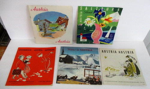 Lot of 5 Brochure Booklets of AUSTRIA, Illustrated, Maps, 1950s