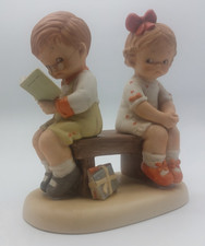 Vintage Lucie Attwell Enesco Figurine “Should I?” Boy & Girl Bench Ornament 1988